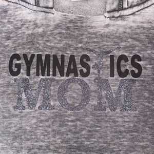 Gymnastics mom grey distressed hoodie large